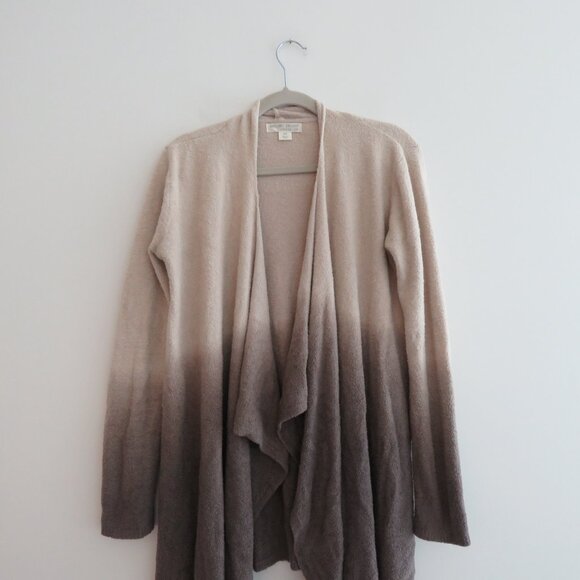 BAREFOOT DREAMS Cozy Chic Lite Ombre Calypso Wrap Open Front Cardigan Bamboo Tan - Picture 3 of 16